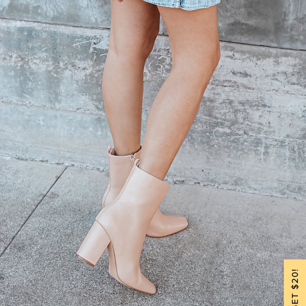 Lulus Nude Ankle Boots Square Toe